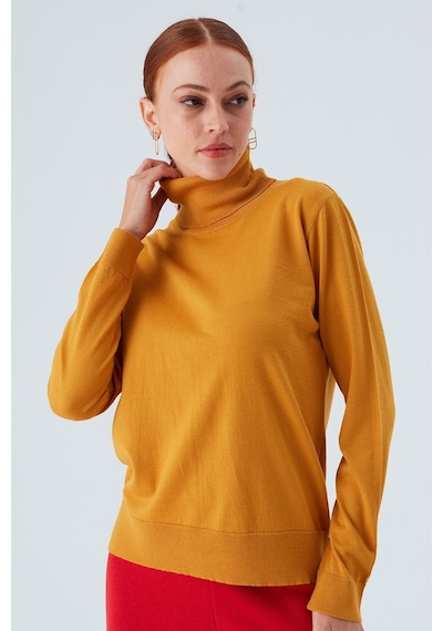 Peraluna Valerıa Pullover Boğazlı İnce Kadın Triko Kazak Sarı-sarı Sarı