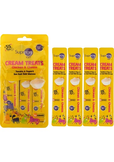Supreme Cat Sıvı Kedi Ödül Maması Tavuklu & Peynirli 4x14 Gr