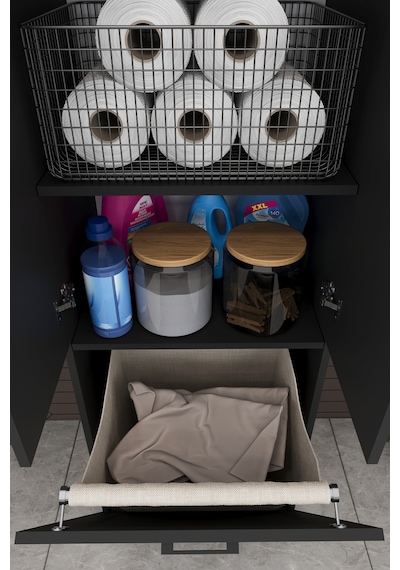 Modern Çamaşır Sepetli Çok Amaçlı Banyo Dolabı %100 Mdf Banyo Düzenleyici Dolap Bd06 Antrasit Modern Çamaşır Sepetli Çok Amaçlı Banyo Dolabı %100 Mdf Banyo Düzenleyici Dolap Bd06 Antrasit