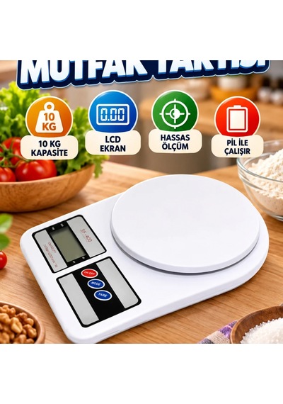 Tf-1010 Dijital Mutfak Tartısı 10 Kg Kapasiteli Lcd Ekranlı Renkli