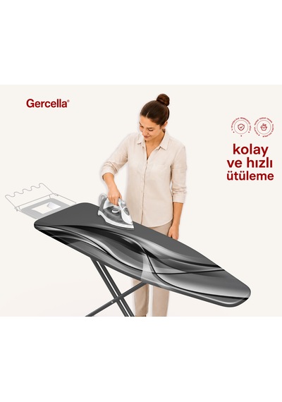 Hediyeli Linea Ütü Masası Kılıfı Bezi Örtüsü Açık Gri