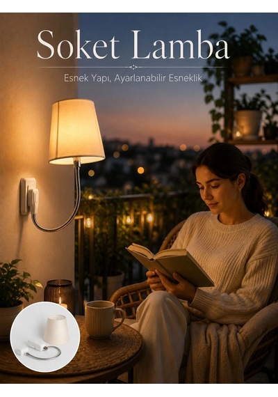Mey İthalat Priz Lambası Esnek Kollu Yatak Başı Aydınlatma Çok Renkli