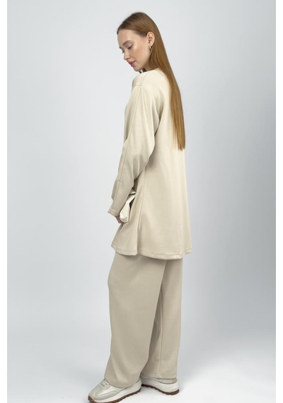 Kadın Modal Tencel Tunik Pantolon Takım Bej