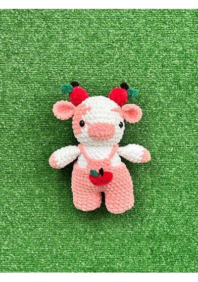 İnek Organik Amigurumi Örgü Oyuncak Pembe
