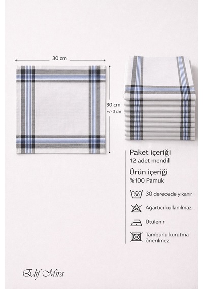 Hepsine Rakip 12 Li Erkek Cep Yaka Mendil Seti Pamuklu 30x30 Cm Mirşah Kahve