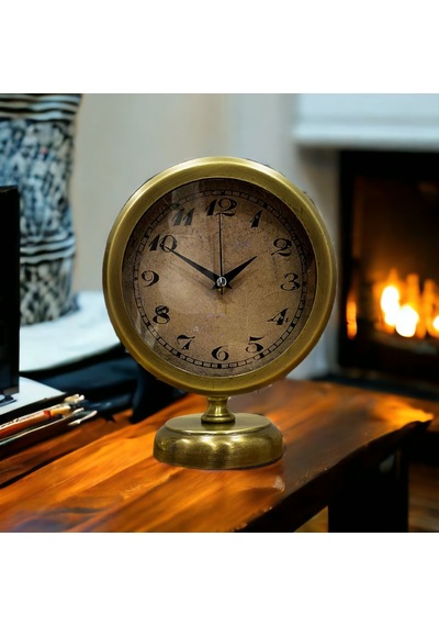 Eskitme Gold Metal Ofis Salon Otel Masa Saati 25*20 cm Y8