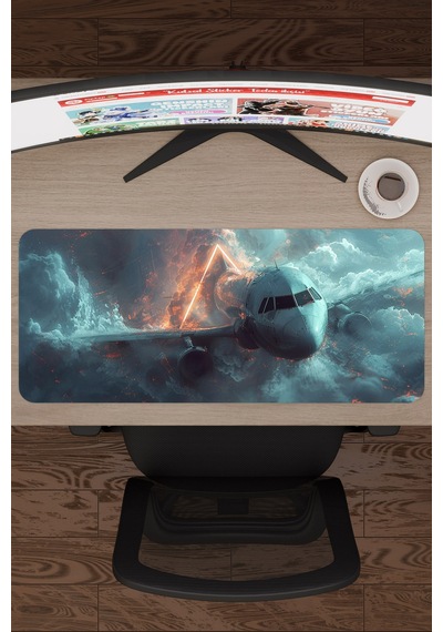 Airplane Uçak Kaymaz Dikişli Kauçuk Oyuncu Mousepad V1 - 70x30 Xl Gaming Mouse Pad Fare Altlığı