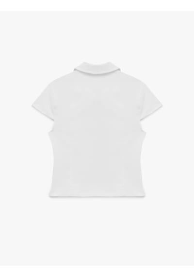 Koton Slim Fit Kısa Kollu Klasik Yaka Fermuarlı Crop Gömlek Beyaz 6sal60184ıw