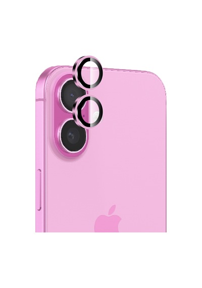 Bix Apple Uyumlu iPhone 16 / 16 Plus Safir Lens Koruyucu 3d Kamera Camı 9h Premium Lens Kapağı Pembe Pembe