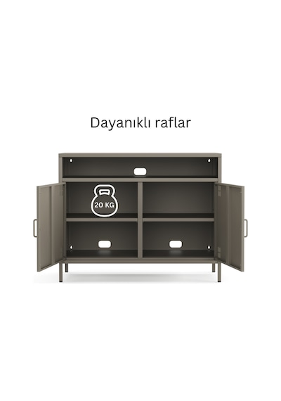 Pera Tv Ünitesi, Tv Dolabı,2 Kapaklı, Açık Raflı 100,50 X 40 X 79,50 Cm Ral 7039 Acıbadem Antrasit Pera Tv Ünitesi, Tv Dolabı,2 Kapaklı, Açık Raflı 100,50 X 40 X 79,50 Cm Ral 7039 Acıbadem Antrasit