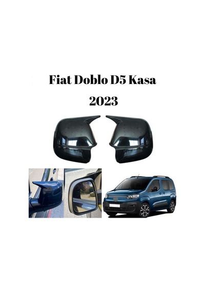 Fiat Doblo D5 Kasa 2023 Uyumlu Yarasa Batman Ayna Kapağı Takımı Piano Black Parlak Siyah