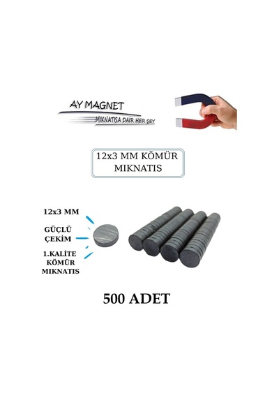 500 Adet 12mmx3mm Yuvarlak-duvar Süsü-kömür Miknatis Nikah Şekeri