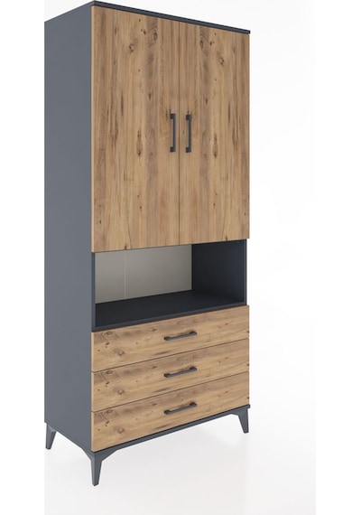 Hyperion Dolap 2 Raflı 3 Çekmeceli Tek Askılı 88x44x195 Antra... Antrasit Hyperion Dolap 2 Raflı 3 Çekmeceli Tek Askılı 88x44x195 Antra... Antrasit