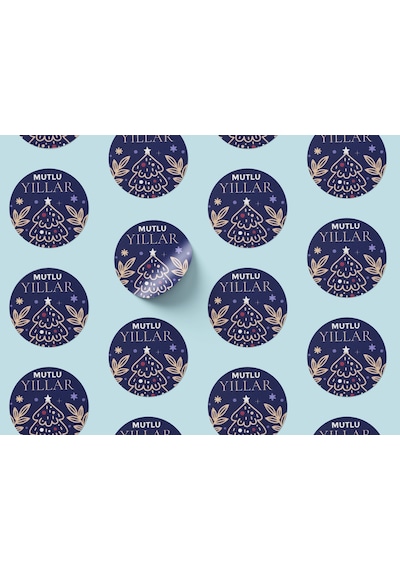 Yılbaşı Çam Temalı Mutlu Yıllar Sticker Seti, Yeni Yıl Hediye&pak Çok Renkli