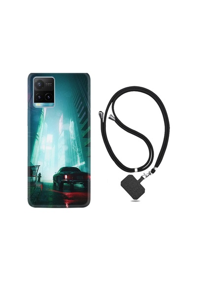Vivo Y32 Kılıf Boyun Askılı Night Cars 1619