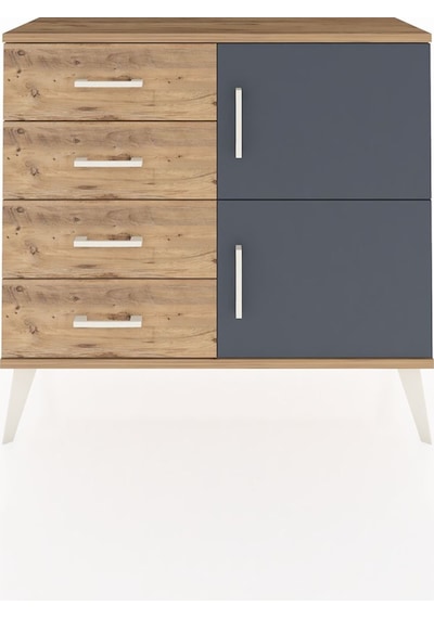 Arges Şifonyer Tek Raflı 4 Çekmeceli 2 Kapaklı 88x30x80 Çam-antrasit/çam Antrasit/çam Arges Şifonyer Tek Raflı 4 Çekmeceli 2 Kapaklı 88x30x80 Çam-antrasit/çam Antrasit/çam