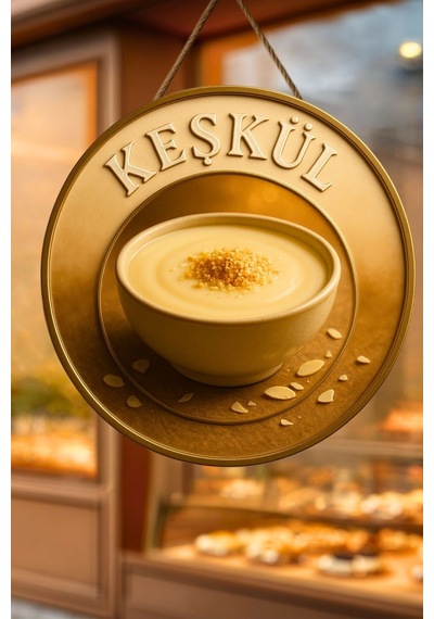 Keşkül Temalı İpli Ahşap Kapı Duvar Süsü, Pastane, Tatlı Dükkanı, Cafe Tablo Dekoru