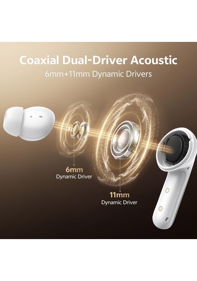 Melobuds N60 Aktif Gürültü Önleyici Kablosuz Kulaklıklar, 6-mic Kablosuz Ldac Yüksek Çözünürlüklü 56db Anc Kulak Tomurcukları, Çift Sürücü, Hızlı Şarj 45h Çalma Süresi, Uyarlanabilir Eq, Ipx5 Su