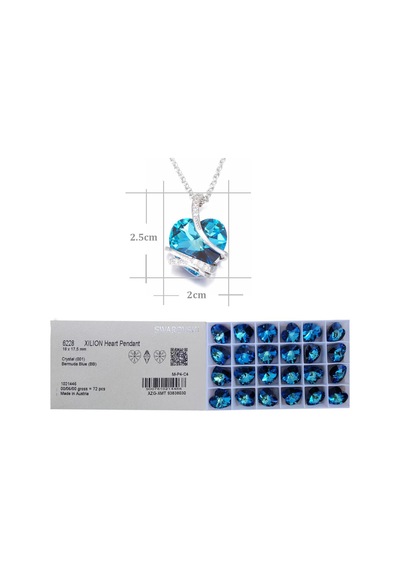 Monemel Kristal Taşlı Mavi Kalp Kolye Ve Kupe Set Altın Kaplama N0404set Gümüş