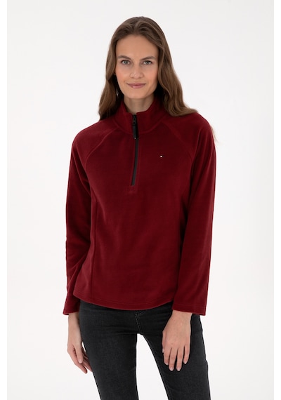U.S. Polo Assn. Kadın Bordo Fermuarlı Dik Yaka Polar Sweatshirt 50316714-VR014