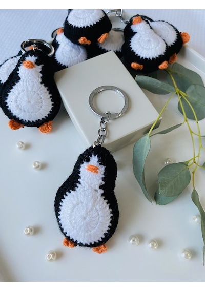 Fynbos Amigurumi Penguen Figürlü El Yapımı Anahtarlık