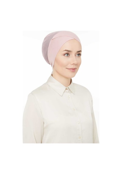 Melodi Scarf Fileli Dikişsiz Çapraz Bone Pudra Pudra