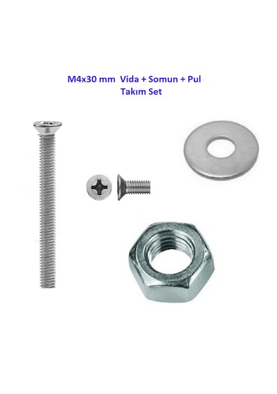 M4x30 Mm Vida+somun+pul Matkap Uçlu Yhb Vida Set 20 Adet