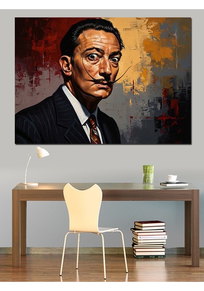 Sürrealist Ressam Salvador Dali Portresi Dekoratif Kanvas - Mdf Ahşap Tablo
