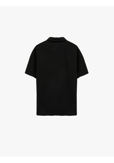 Koton Regular Fit Waffle Dokulu Düğmeli Kısa Kollu Polo Yaka Tişört Siyah 6sam10071mk