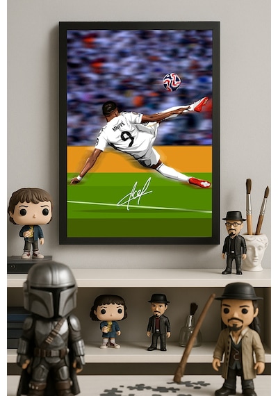 Kylian Mbappe Siyah Ahşap Çerçeveli Poster, Dekoratif Futbol Real Madrid Duvar Tablosu