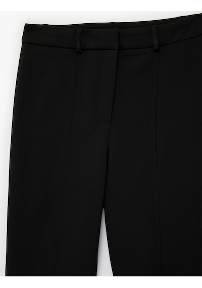 Koton Viskon Karışımlı Slim Fit Yüksek Bel İspanyol Paça Pantolon Siyah 6sak40257uw Siyah