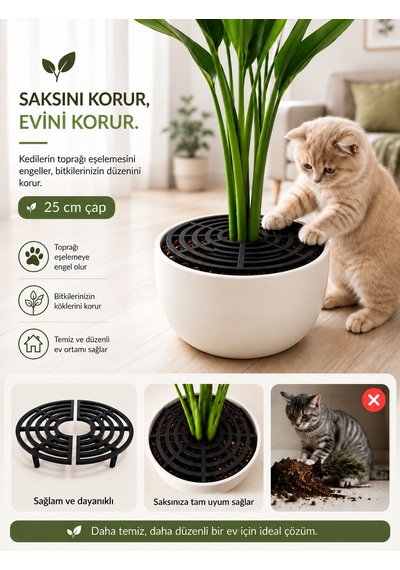 Saksı Toprak Koruyucu 2 Adet Çap: 25 Cm Versiyonu
