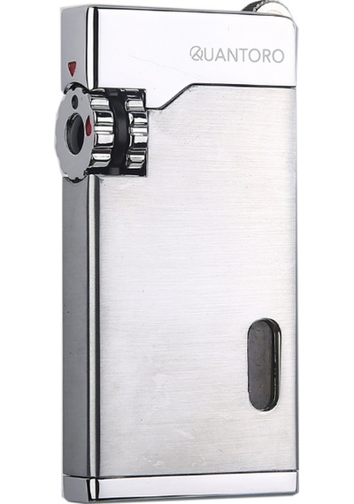 Quantoro Çift Torch Pürmüz Gümüş Metal Puro Çakmağı - Trz1145