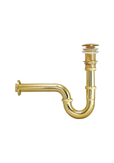 İsaoğlu Yapı Gold Lavabo Gideri Komple Pirinç Lavabo Sifonu Gold Renk Lavabo Süzgeci Çift Kademe Gold