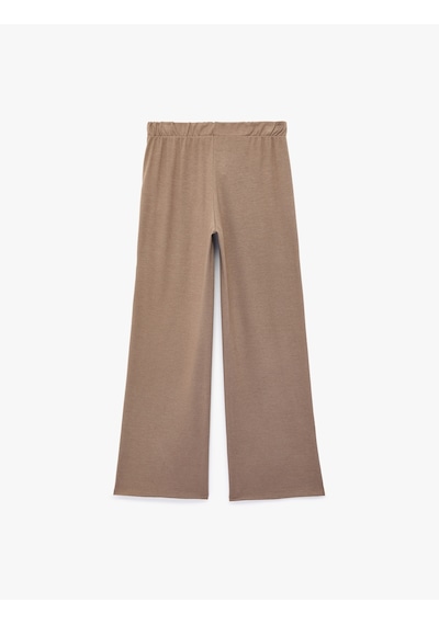 Koton Beli Lastikli Rahat Kalıp Viskon Karşımlı Triko Pijama Altı Kahverengi 7wlk40061mk Kahve