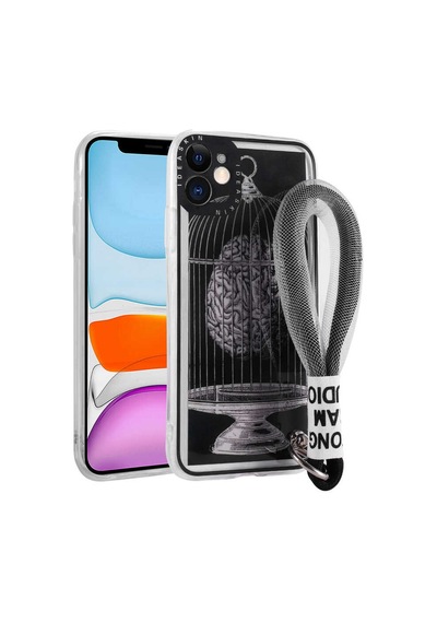 Ardemix Apple iPhone 11 Uyumlu Desenli El Askılı İpli Astana Silikon Kılıf-kafes Kafes