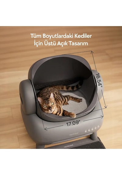 Neakasa Üstü Açık Akıllı Kedi Tuvaleti Gri Z-m1 Otomatik Temizleme, Sessiz Ve Hijyenik