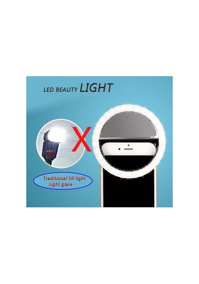 Şarjlı Led Selfie Işığı Led Light Halka Telefon Işığı 36 Led 3 Kademeli Beyaz