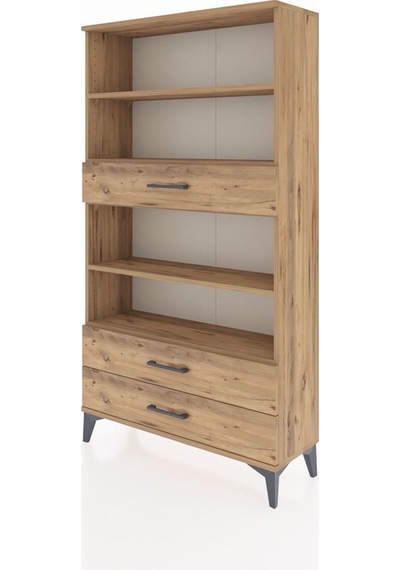 Arges Dolap 4 Raflı 3 Çekmeceli 88x30x163 Çam-çam Çam