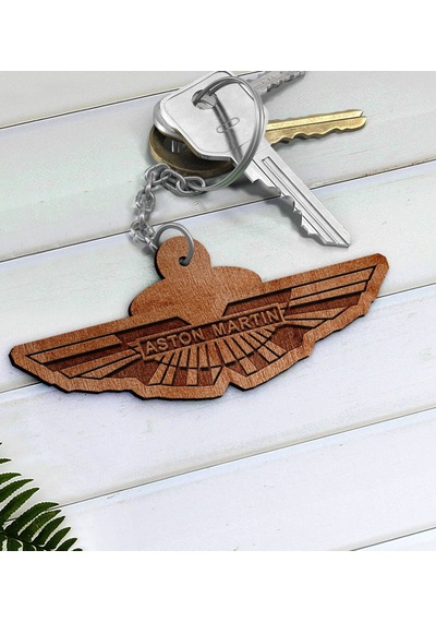 Aston Martin Logolu Ahşap Anahtarlık-1