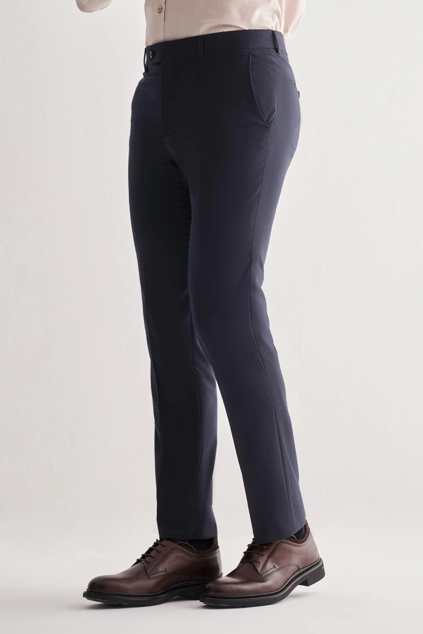 İmza Lacivert Yan Cep Açık Paça Kendinden Desenli Slim Fit Pantolon 1003255152 Lacivert