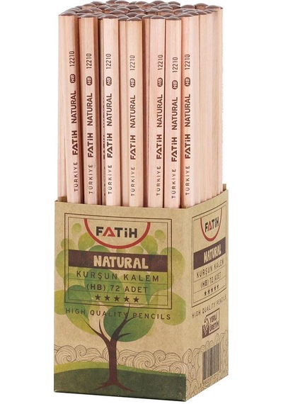 Fatih 12210 Natural Köşeli Mercanlı Kurşun Kalem Hb - 72 Adet Siyah