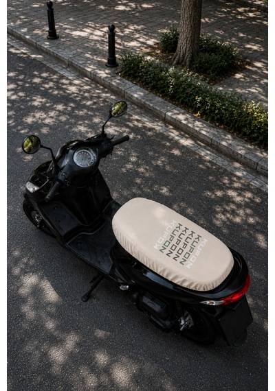 Beyaz Kupon Desenli Motosiklet Sele Kılıfı