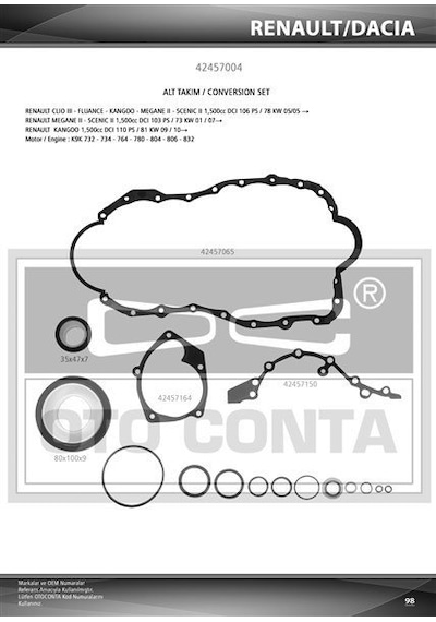 Kango 3 1.5 Dci Motor Alt Conta Takımı Skc Li Sac Karter 82003796