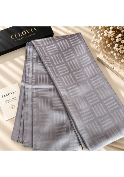 Ellovia Gri Çizgili İpek Eşarp