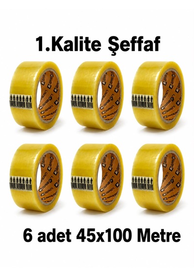 1. Kalite Şeffaf Koli Bandı 45 Mm X 100 M 6 Adet