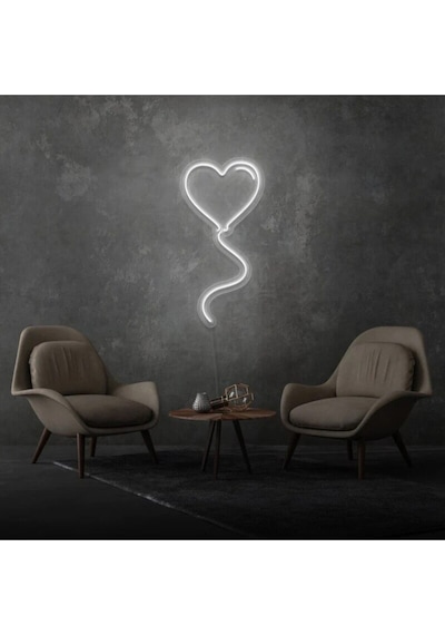 Kalpli Balon Şekilli Neon Tabela Beyaz