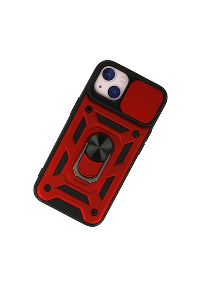 Apple iPhone Uyumlu  15 Uyumlu Kılıf Pars Lens Yüzüklü Silikon - Kırmızı