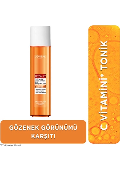 L'Oréal Paris Revitalift C Vitamini Gözenek Görünümü Karşıtı Peeling Etkili Tonik 180 Ml