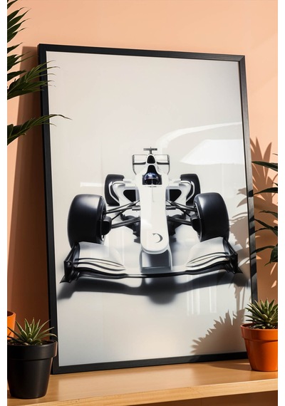 Lüks F1 Yarış Arabası Çerçeveli Tablo - Modern Minimalist Antrasit Formula 1 Duvar Dekoru Siyah